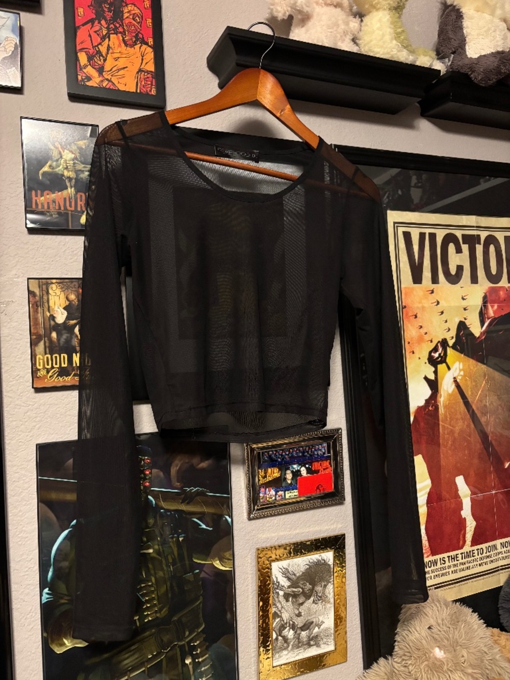 FOXBLOOD - Black Mesh Cropped Longsleeve
